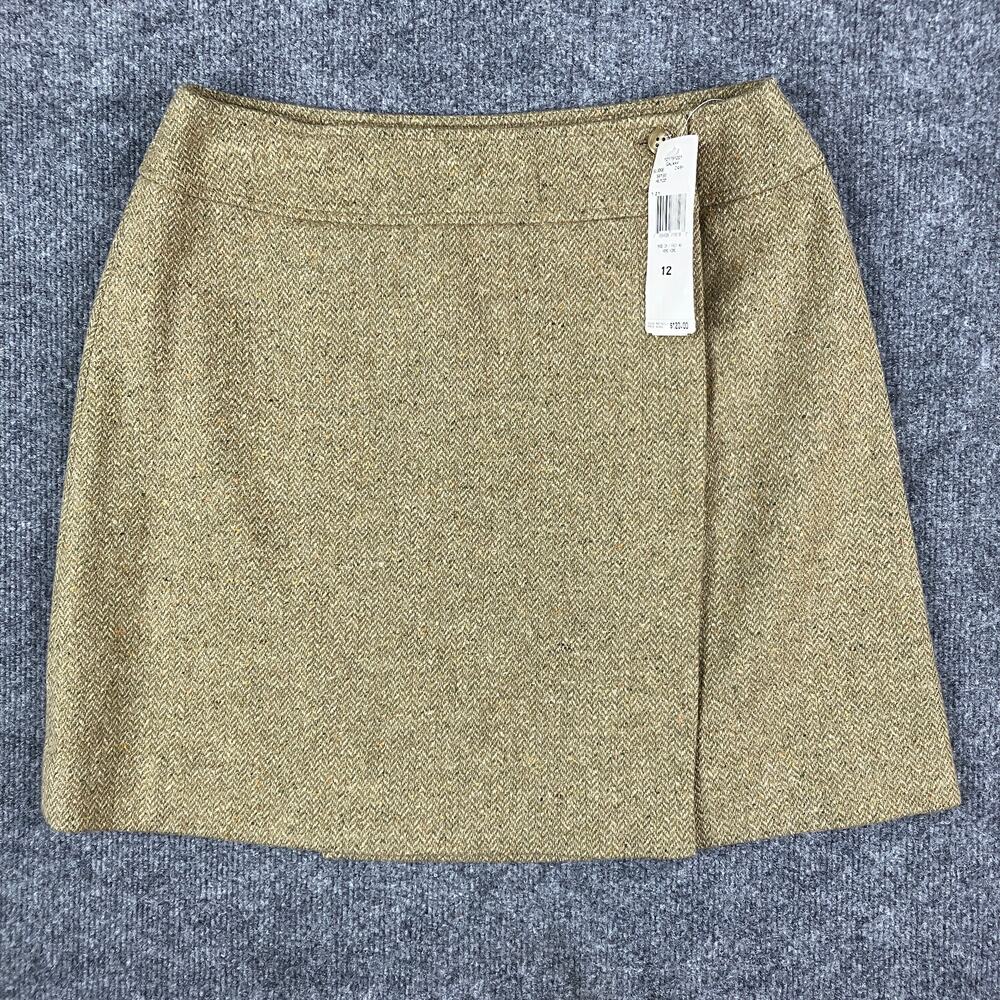 Jones New York Skirt Womens Size 12 Beige Wool Silk Blend Tweed Classic Vintage